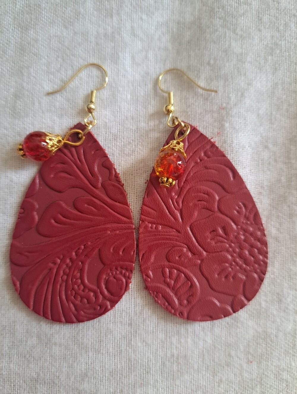 Red Two Tone Earrings